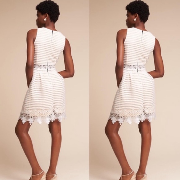 James Coviello Anthro BHLDN WhiteMayfair Embroidered Floral NudeUnderlay Dress 6 - Picture 4 of 16